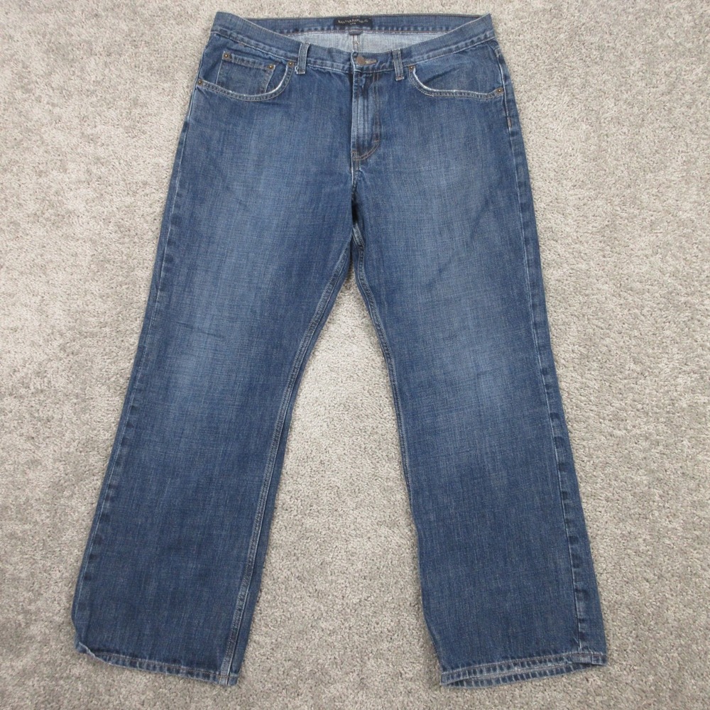 Banana Republic Jeans Mens 36x30 Blue Relaxed Straight Stone Wash Faded Denim